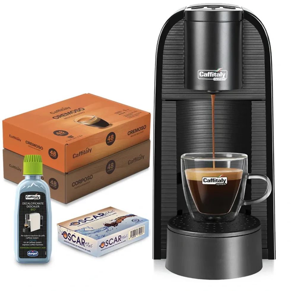 Caffitaly Volta Macchina da caffè con 96 capsule e kit pulizia - Nera