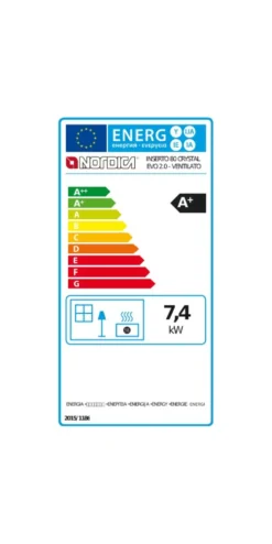 Caminetto Nordica 6016814 INSERTO 80 Crystal Evo 2.0 Ventilato Nero