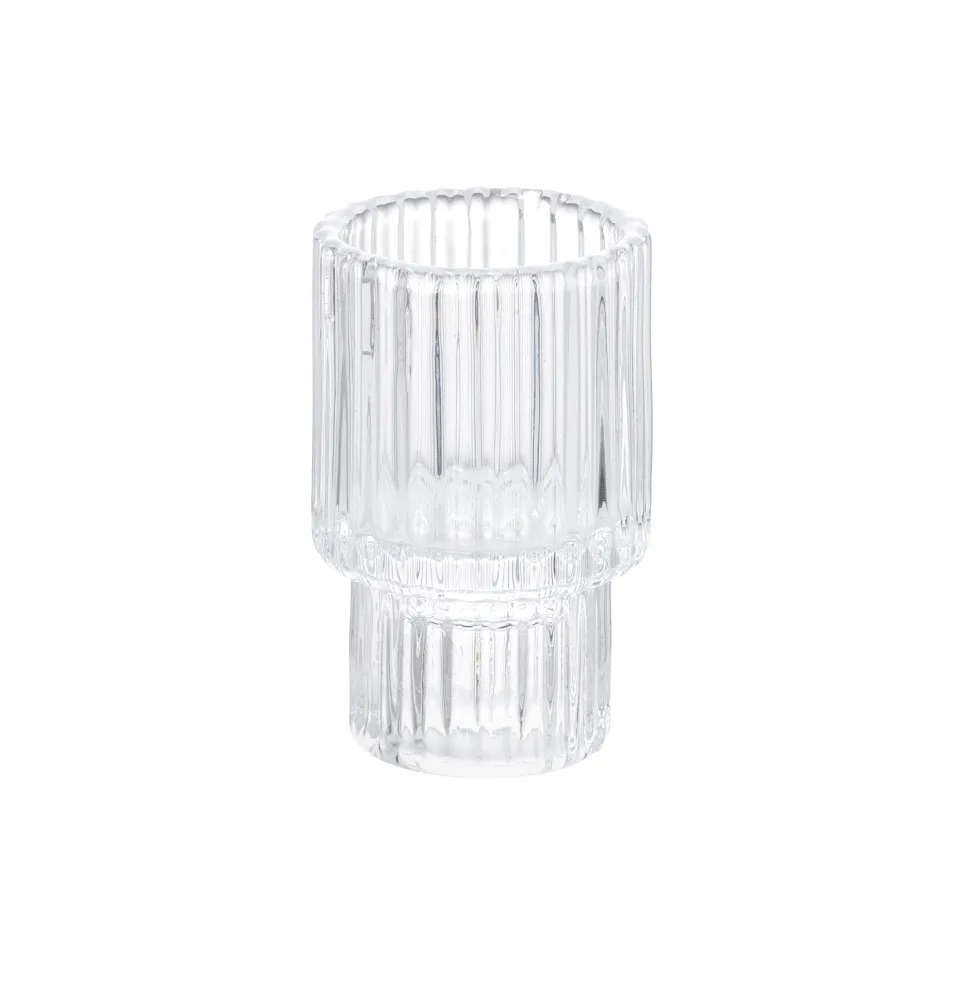 Candelabro in glass rigato trasparente Ø 4 x h 7 cm - Floreal