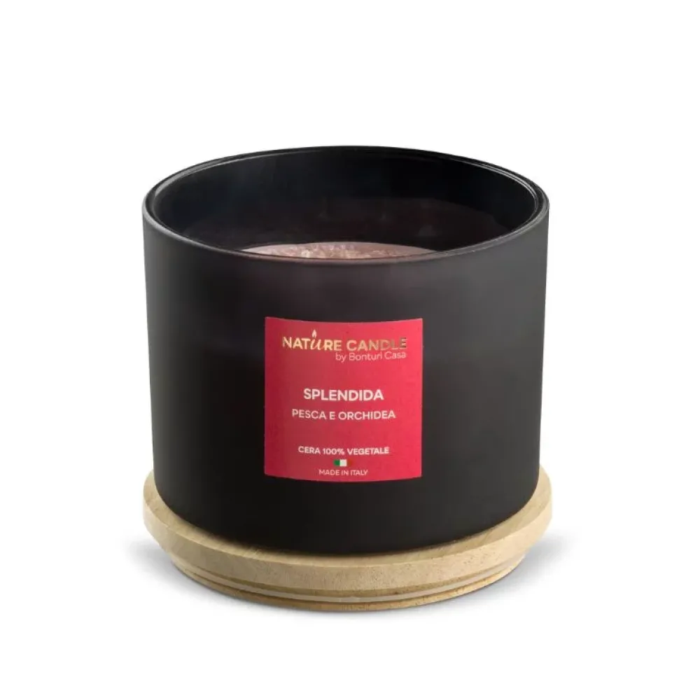 Candela profumata naturali Splendida - Pesca e Orchidea 380 gr - collezione Leiè
