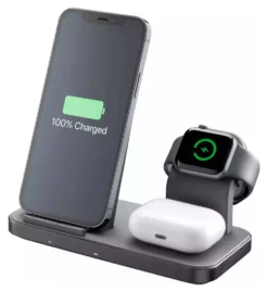 Caricabatterie Cellular Line WIRELESS3IN1IPHK TRIO CHARGER 3In1 Black