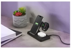 Caricabatterie Cellular Line WIRESTAND3IN1FBK TRIPLE Black