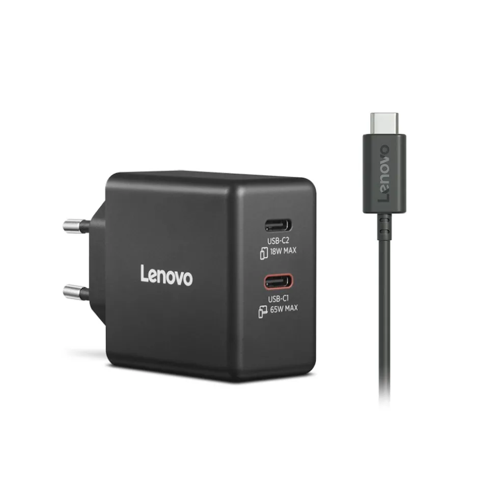 Caricabatterie Dual USB-C 65W GaN Lenovo G0A6065BEU per laptop, cel e tablet