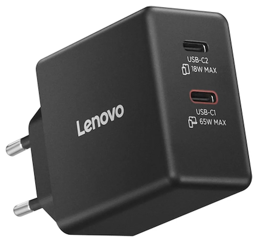 Caricabatterie Dual USB-C 65W GaN Lenovo G0A6065BEU per laptop, cel e tablet