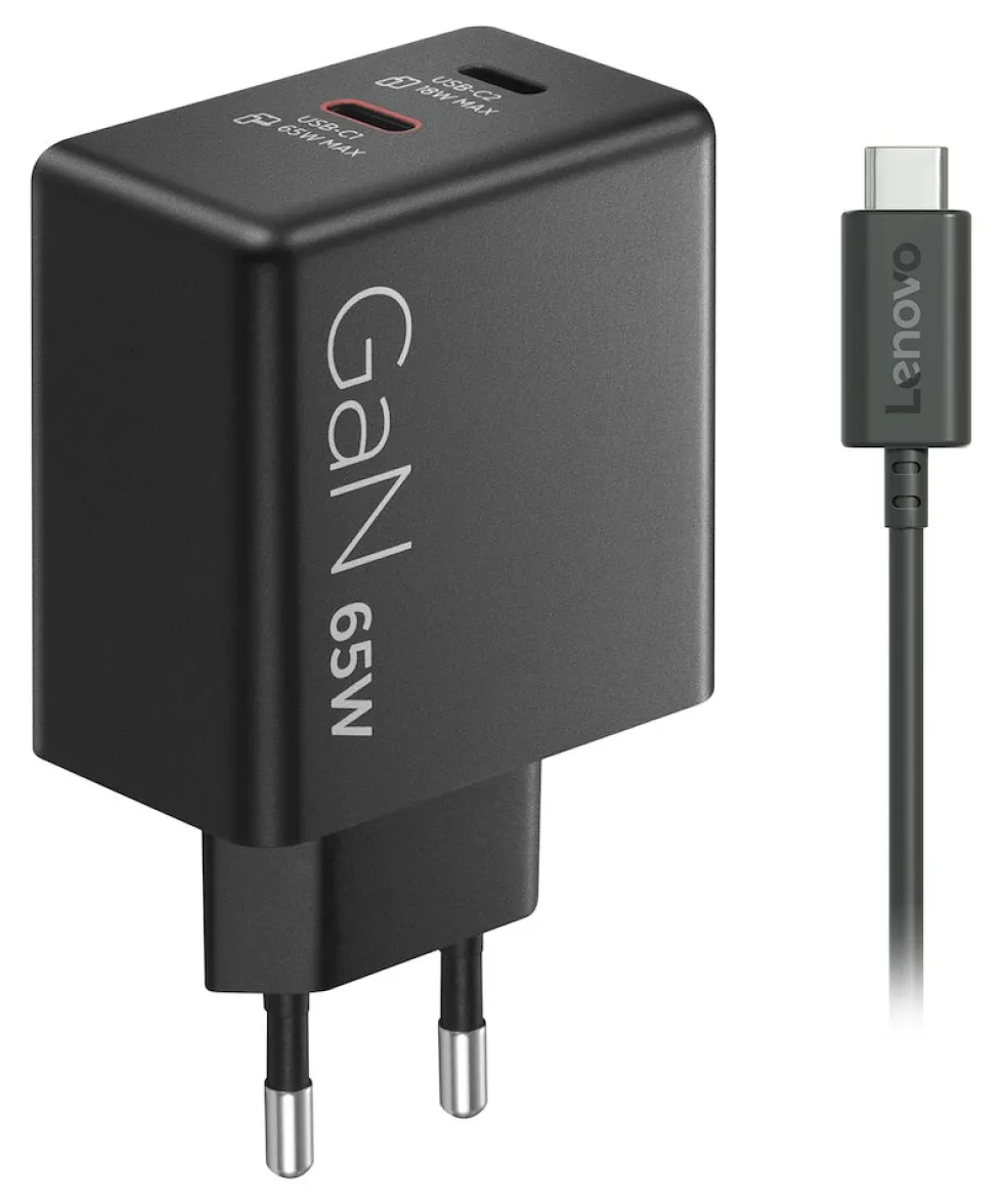 Caricabatterie Dual USB-C 65W GaN Lenovo G0A6065BEU per laptop, cel e tablet