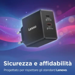 Caricabatterie Dual USB-C 65W GaN Lenovo G0A6065BEU per laptop, cel e tablet