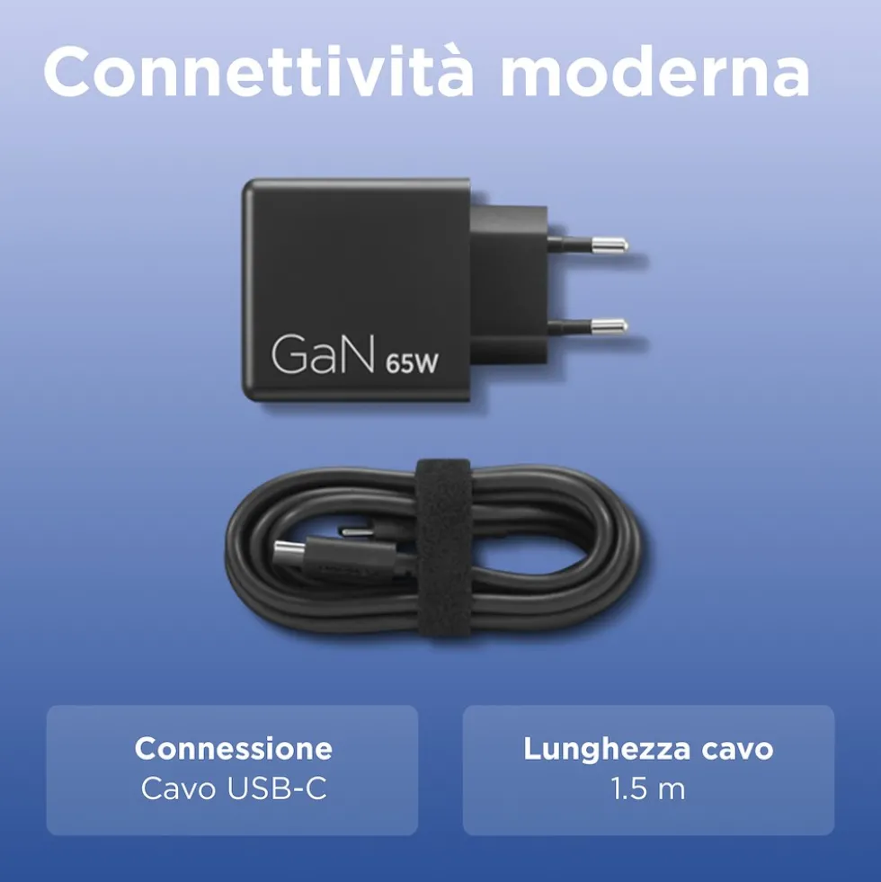 Caricabatterie Dual USB-C 65W GaN Lenovo G0A6065BEU per laptop, cel e tablet