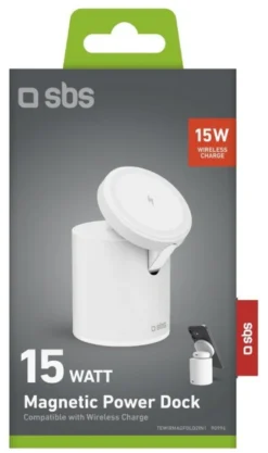 Caricabatterie Sbs TEWIRMAGFOLD2IN1 MAGNETIC Power Dock 2in1 Qi White