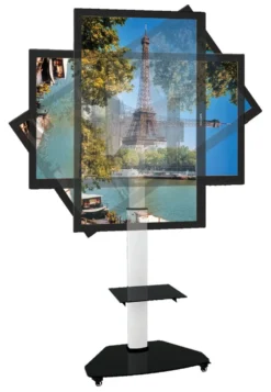 Carrello monitor Techly ICA TR3WH Supporto a Pavimento con Mensola Bia