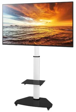 Carrello monitor Techly ICA TR3WH Supporto a Pavimento con Mensola Bia