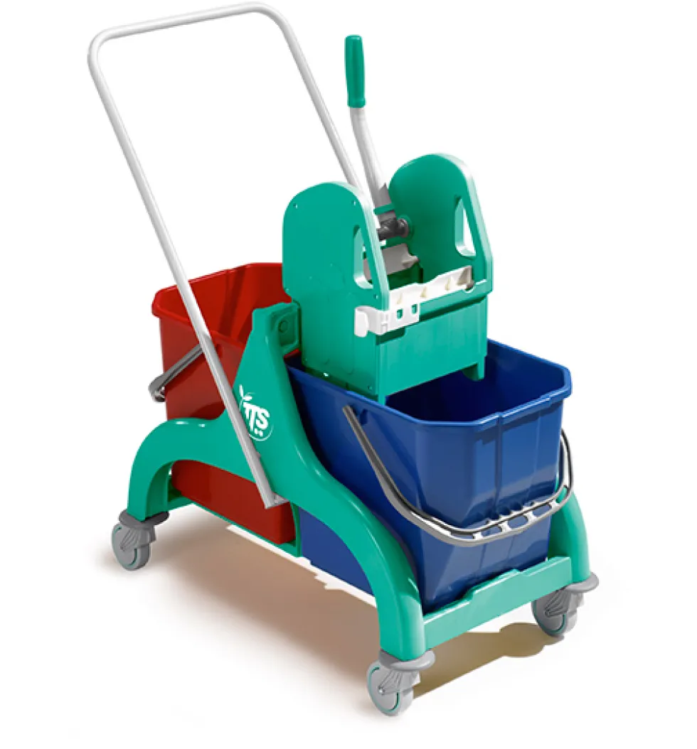 Carrello professionale per le pulizie Nick verde 30 lt con maniglia reversibile