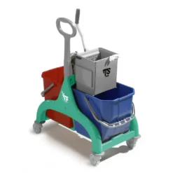 Carrello professionale per le pulizie Nick verde doppio da 50 Lt.