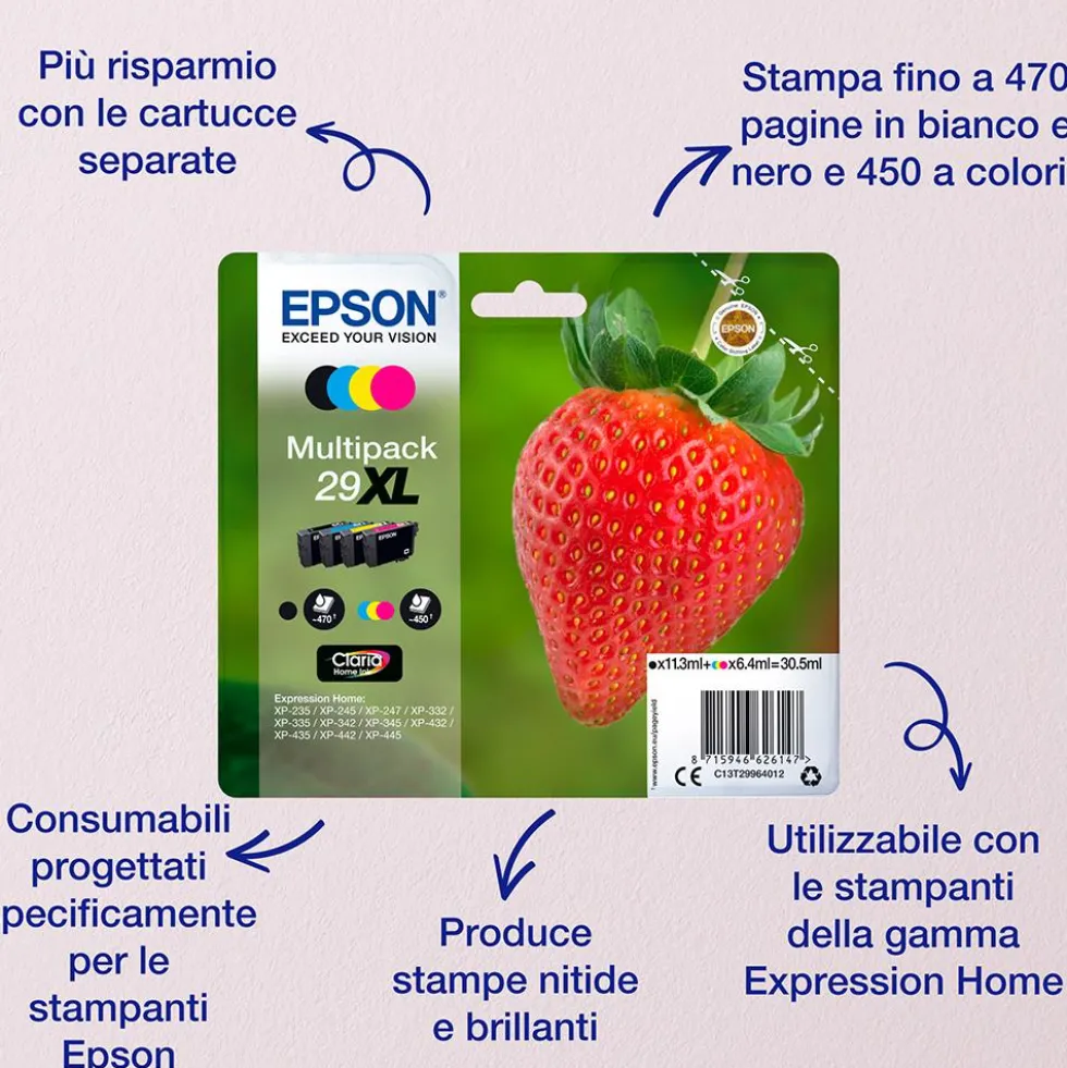 Cartuccia ciano Epson T29824022 Fragola per XP-235