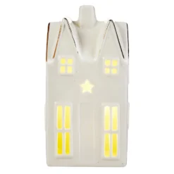 Casetta decorativa in ceramica con LED. 9 x 7 x h 16,5 cm - Decor