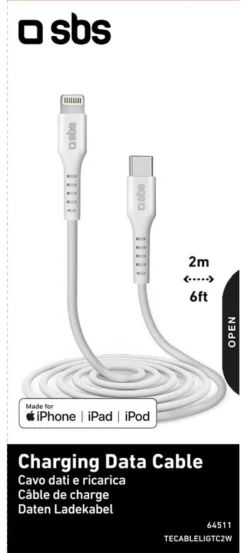 Cavo Lightning Sbs TECABLELIGTC2W CHARGING DATA CABLE Certificato Appl