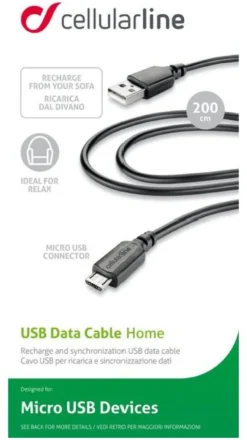 Cavo MicroUSB Cellular Line USBDATACMICROUSB2M POWER CABLE Data