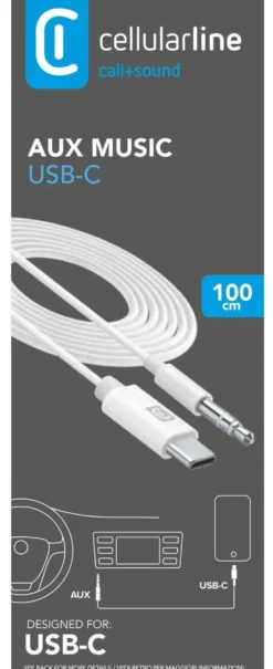 Cavo USB C Cellular Line AUXMUSICABLETYPECW AUX MUSIC White