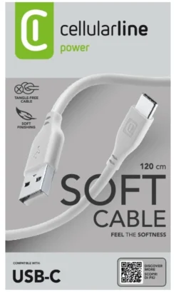 Cavo USB C Cellular Line USBDATASOFTUSBCD SOFT CABLE Antigroviglio Sil