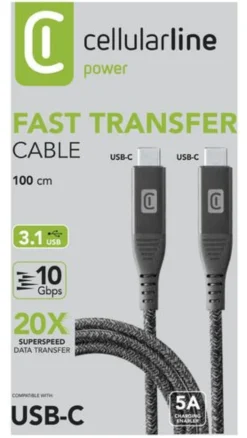 Cavo USB C Cellular Line USBDATA31C2CTAB1MK FAST TRANSFER 3.1 100W Gre