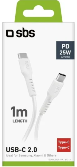 Cavo USB C Sbs TECABLETCC10W 25W White