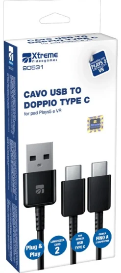 Cavo USB C Xtreme 90531 PLAYSTATION 5 Double Black