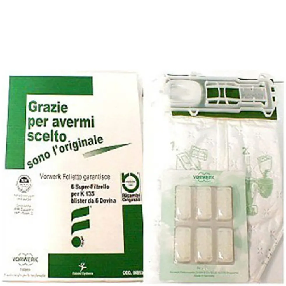 Confezione 6 Sacchetti e 6 profumini Dovina per Folletto VK 135 - VK 136
