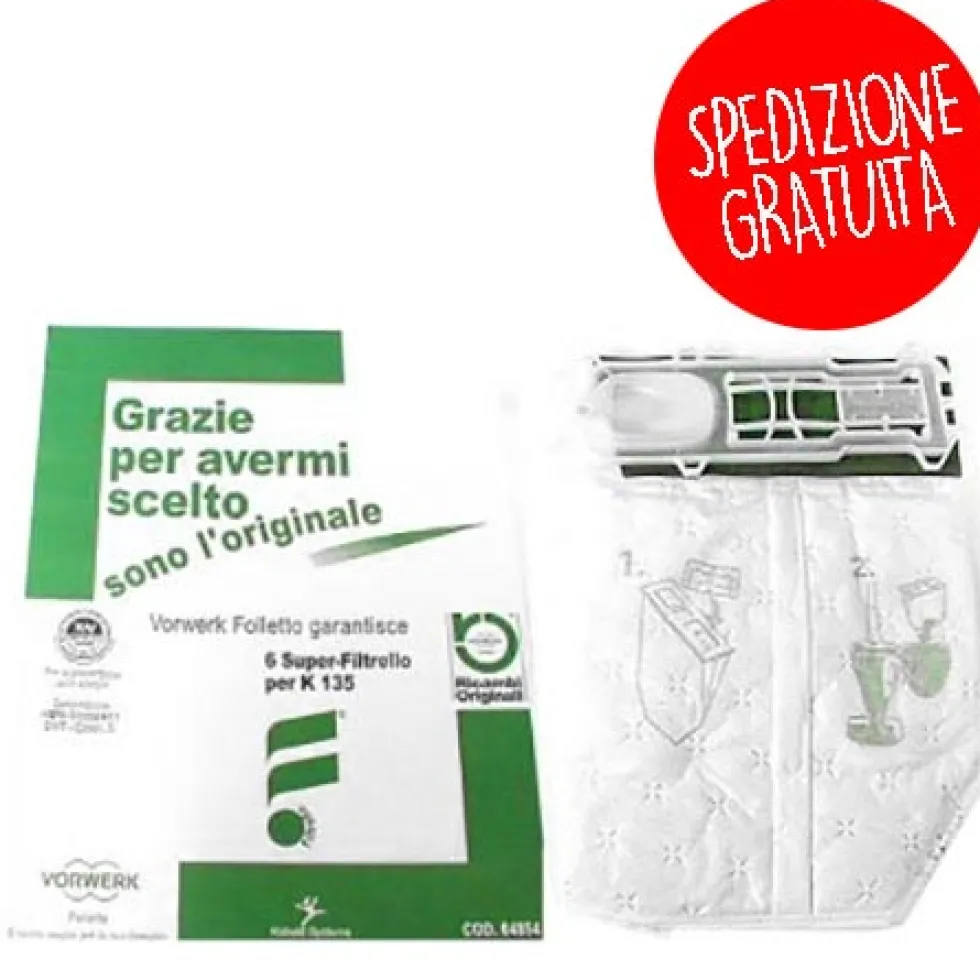 Confezione 6 Sacchetti per Folletto VK 135 - VK 136