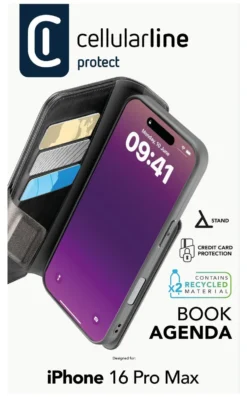 Cover Cellular Line BOOKAG2IPH16PRMK IPHONE 16 Pro Max BOOK AGENDA Bla