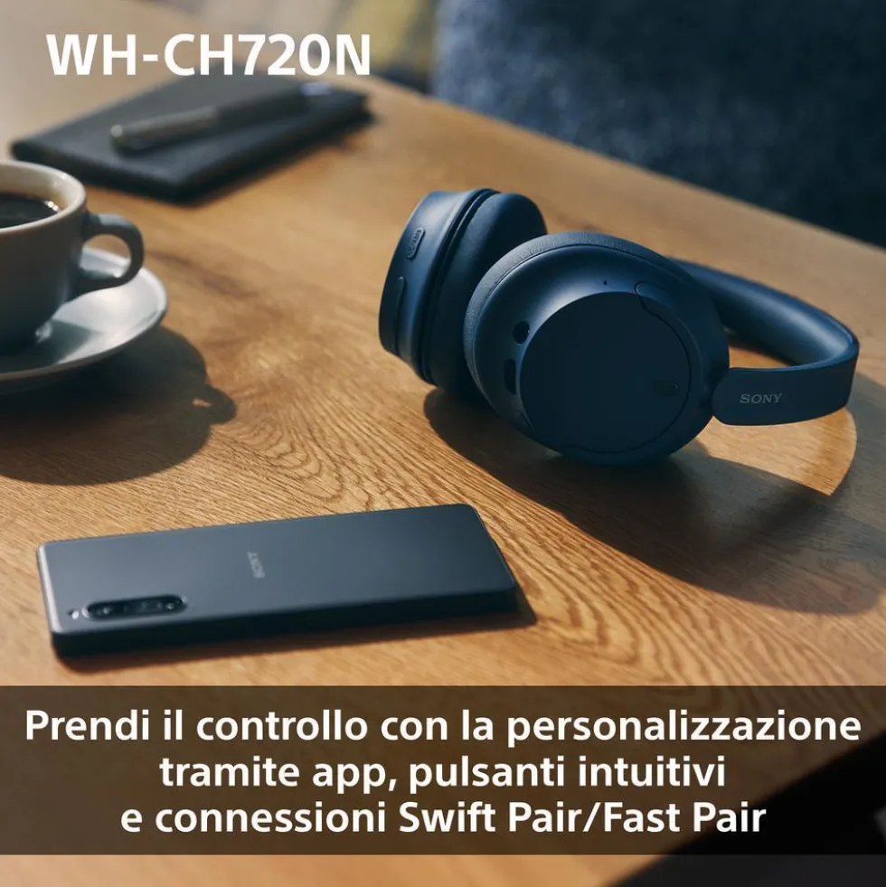 Cuffie Bluetooth Sony WHCH720NP.CE7 con cancellazione del rumore Dual Noise Sensor
