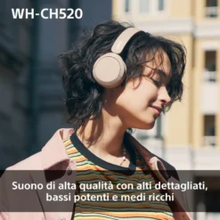 Cuffie Bluetooth Sony WHCH520P.CE7 con audio 360 Reality e Multipoint
