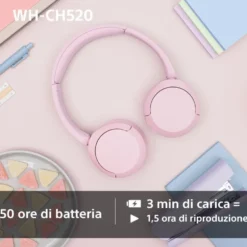 Cuffie Bluetooth Sony WHCH520P.CE7 con audio 360 Reality e Multipoint