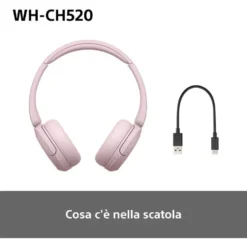 Cuffie Bluetooth Sony WHCH520P.CE7 con audio 360 Reality e Multipoint
