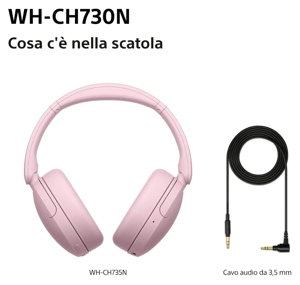 Cuffie microfono bluetooth Sony WHCH730NP CE7 Pink