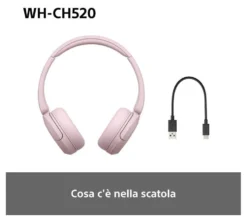 Cuffie microfono bluetooth Sony WHCH520P CE7 Pink