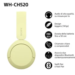 Cuffie On ear Sony WHCH520Y.CE7 con audio 360 Reality