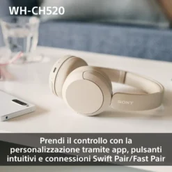 Cuffie On ear Sony WHCH520Y.CE7 con audio 360 Reality