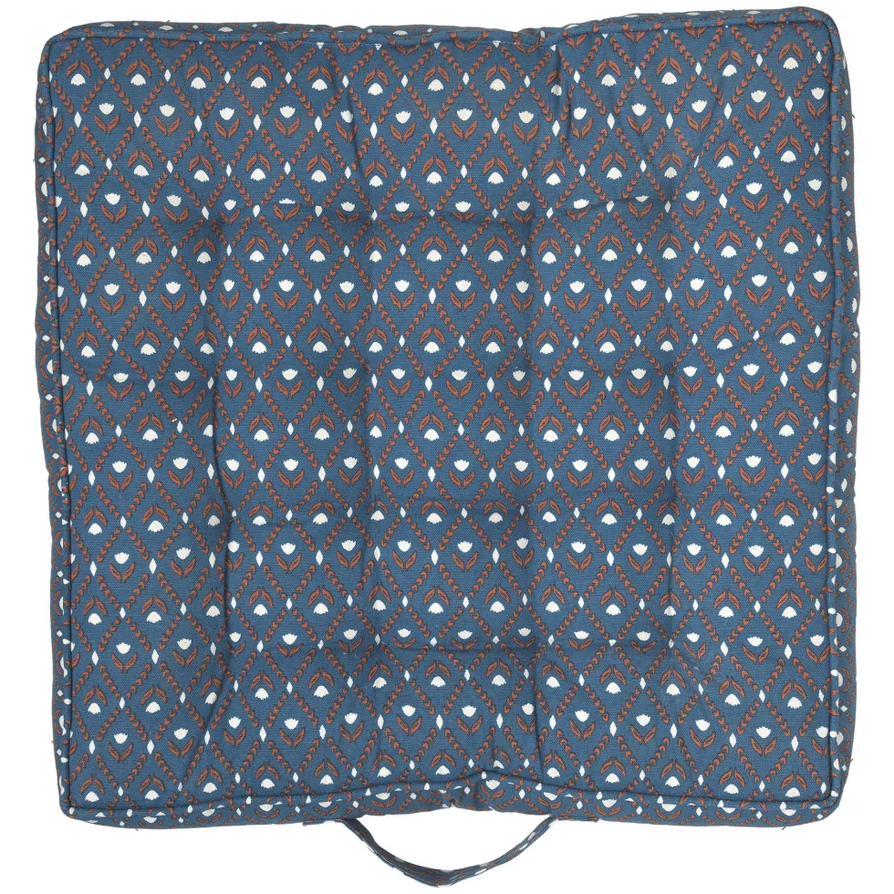 Cuscino canvas di cotone. Stampa floreale con bordo cucito. Fodera rimovibile e imbottitura in poliestere. 50 x 50 x h 8 cm - Pratum