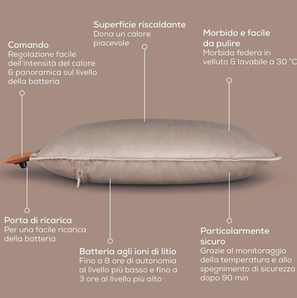 Cuscino riscaldante Beurer HK77 Taupe con batteria ricaricabile