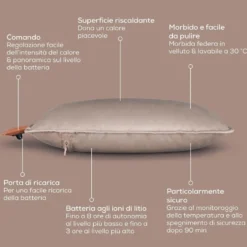 Cuscino riscaldante Beurer HK77 Taupe con batteria ricaricabile