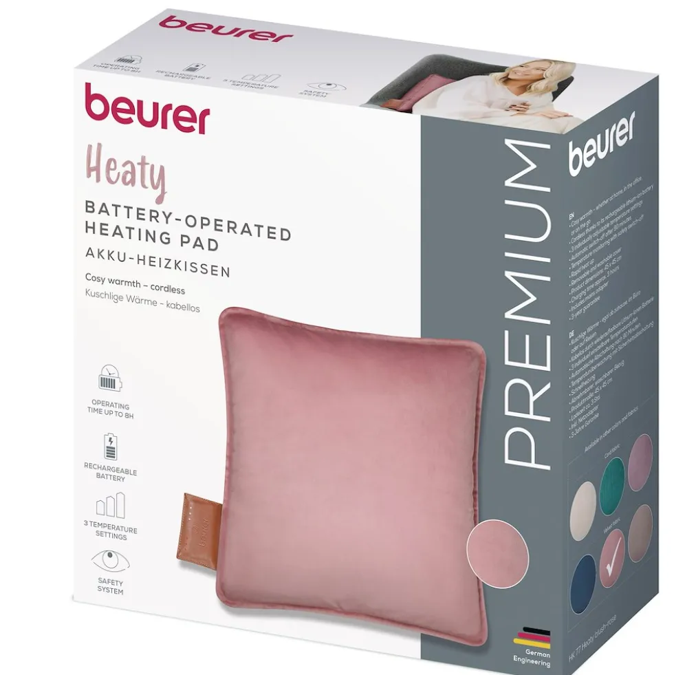 Cuscino termoforo Beurer HK77 Rose, riscaldamento rapido senza fili