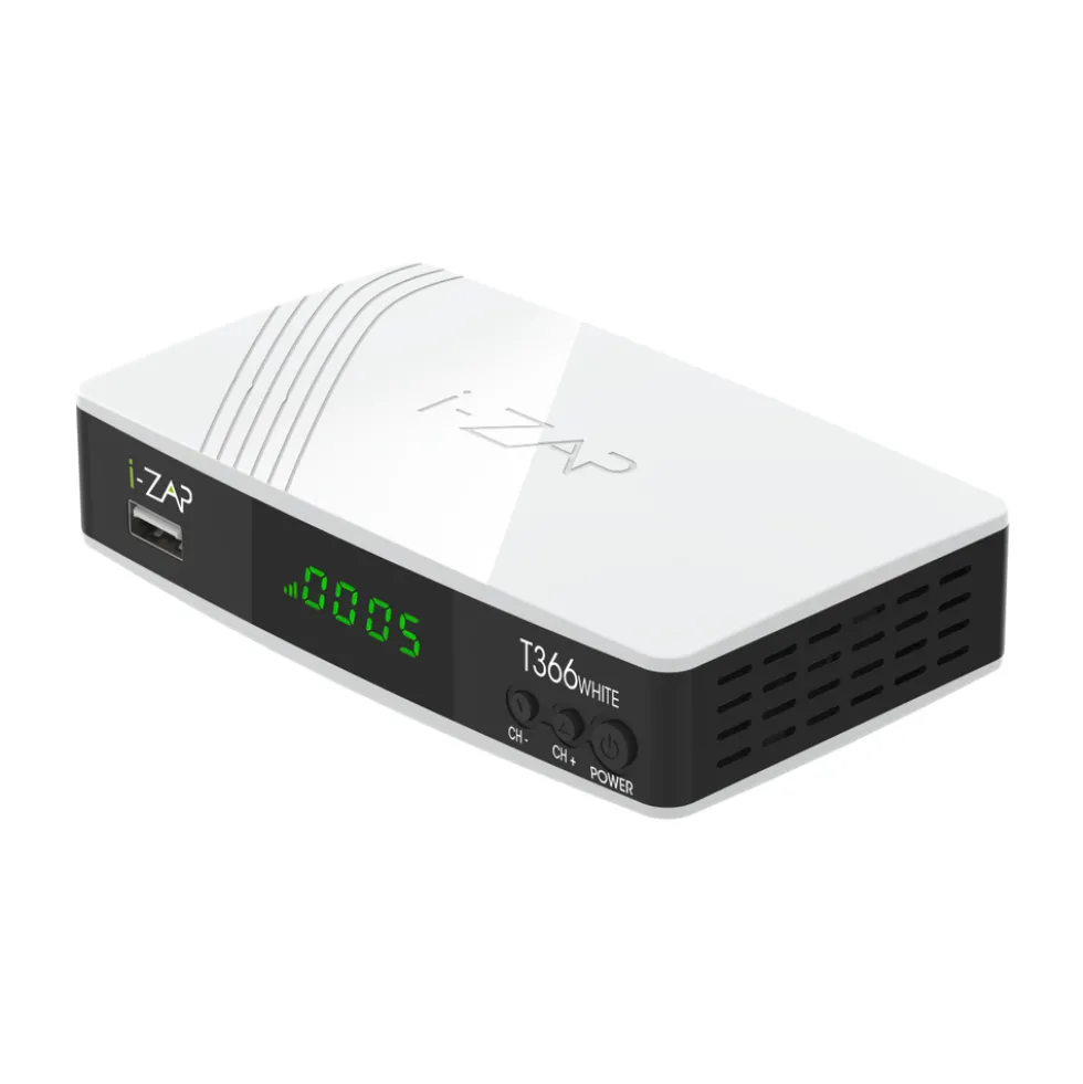 Decoder digitale terrestre ZAP T366 WHITE con DVB-T2 HEVC