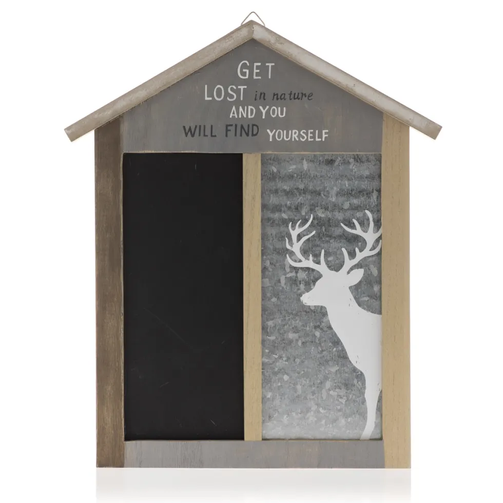 Decorazione in legno.Casetta con lavagna magnetica e decorazione - Decor