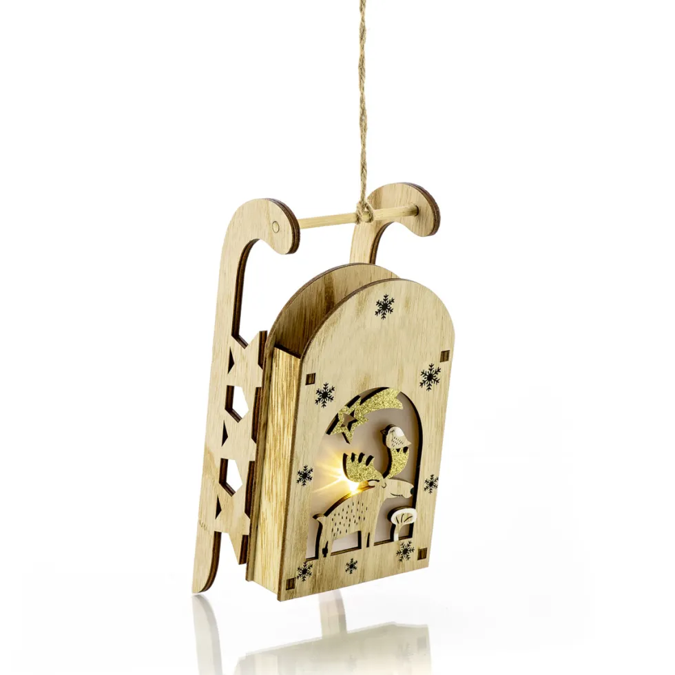 Decorazione in legno con incisione e LED 20 x 9 x h 7 cm - Decor
