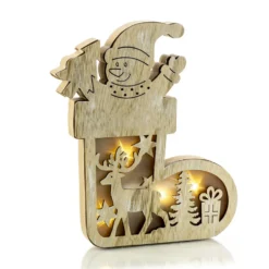 Decorazione in legno con incisione e LED 18 x h 24 cm - Decor