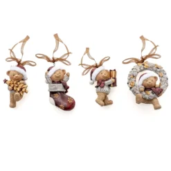 Decorazioni/ segnaposto in poliresina orsetti Ø 7 x h 9 cm (vendita min. 4 pezzi) - Courmayeur