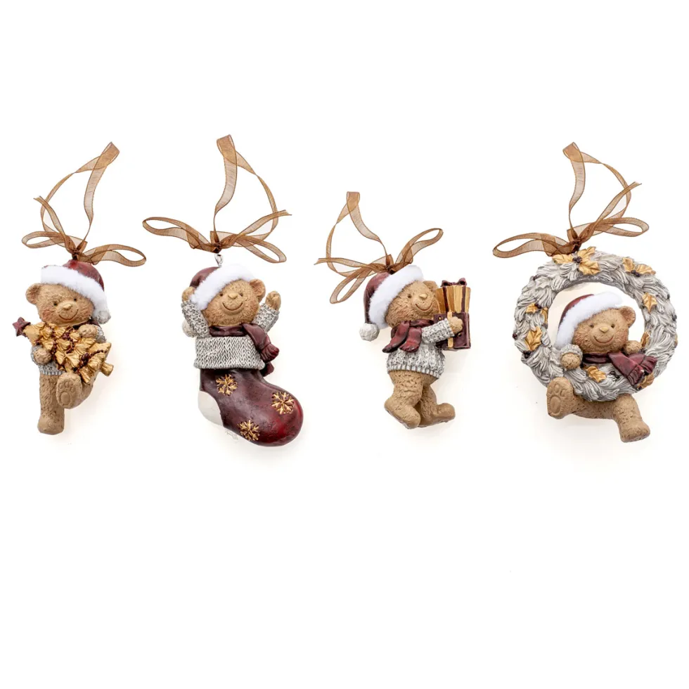Decorazioni/ segnaposto in poliresina orsetti Ø 7 x h 9 cm (vendita min. 4 pezzi) - Courmayeur