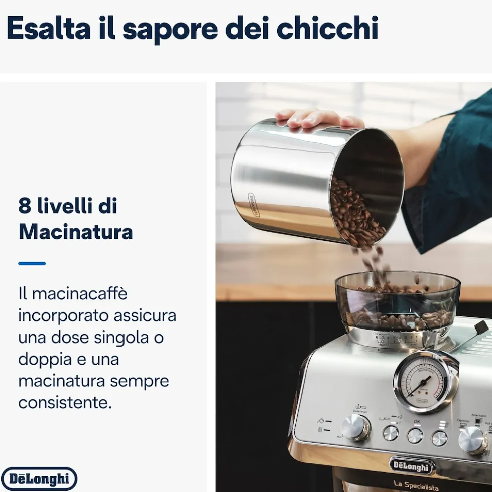 De Longhi Macch Caffe 1400W 15Bar Mylatteart - 8Liv. Macinatura