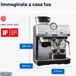 De Longhi Macch Caffe 1400W 15Bar Mylatteart - 8Liv. Macinatura