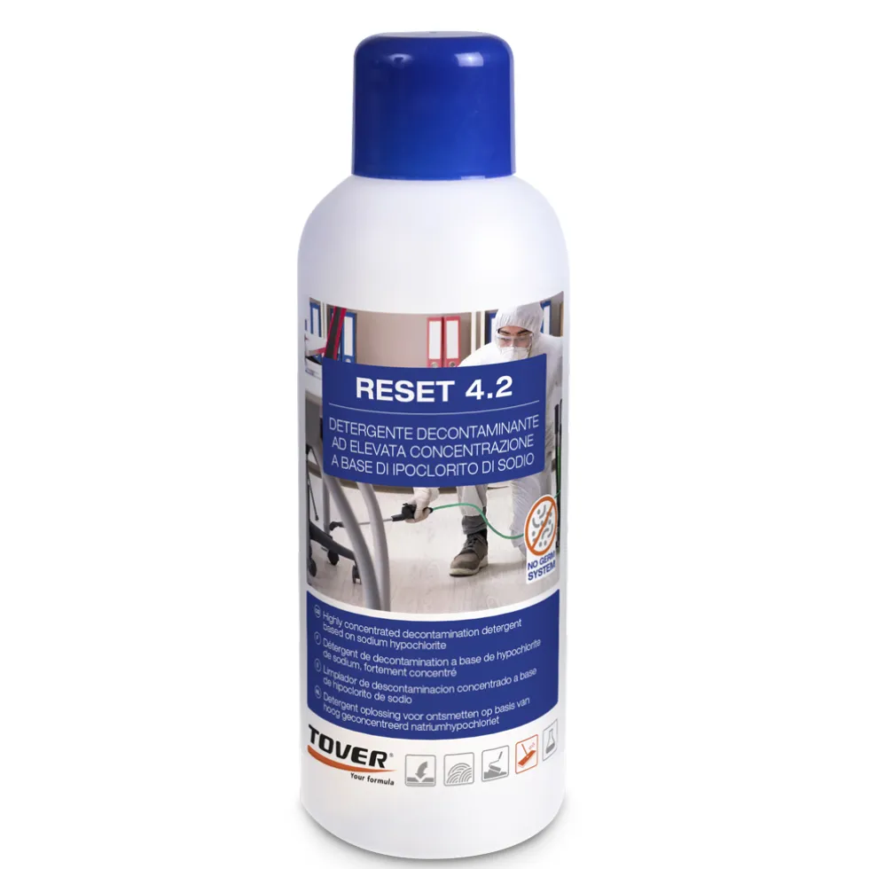 Detergente decontaminante a base di ipoclorito di sodio Reset 4.2 1 litro