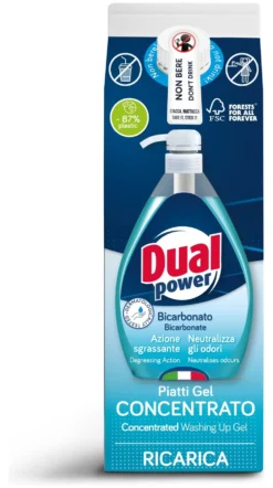 Detergente piatti Dual Power 9173 ricarica gel concentrato bicarbonato